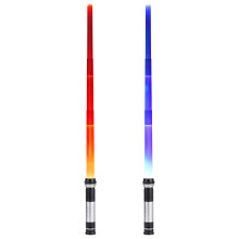 FX Sound Light Up Sword With Motion Sensitive Color Changing Glow In The Dark Expandable Sword Dual Blade Connector Realistic Handle Galaxy War