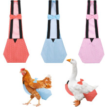 3pcs Reusable Chicken Diapers with Bow Ties, Washable Waterproof Poultry Nappies for Hens & Ducks (L) - Dots, compatible with small animals
