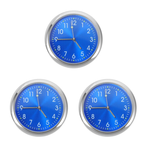 3Pcs Practical Blue Quartz Car Clock Adhesive for Dashboard