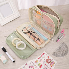 Large Capacity Pencil Pen Case with 9 Compartments Multi-Slot Durable Pencil Bag Pouch Box Organizer Cases Easy Grip Handle Aesthetic Supply