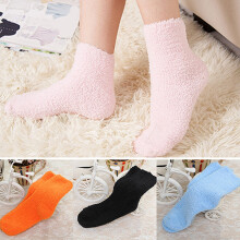 Meias de cama femininas de inverno, quentinhas, em lã coral.