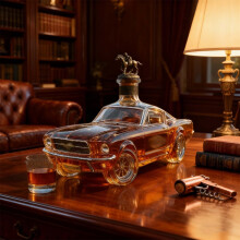 Car-shaped glass decanter bottle, car-themed liquor dispenser—compatible with car collectors & unique bar accessory lovers