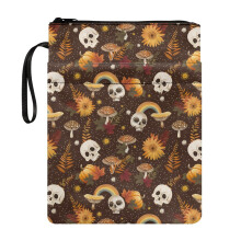 Buchhülle aus Polyestergewebe, Tragetasche mit Reißverschluss, 8,66 x 11,42 Zoll, Funky Skull Garden