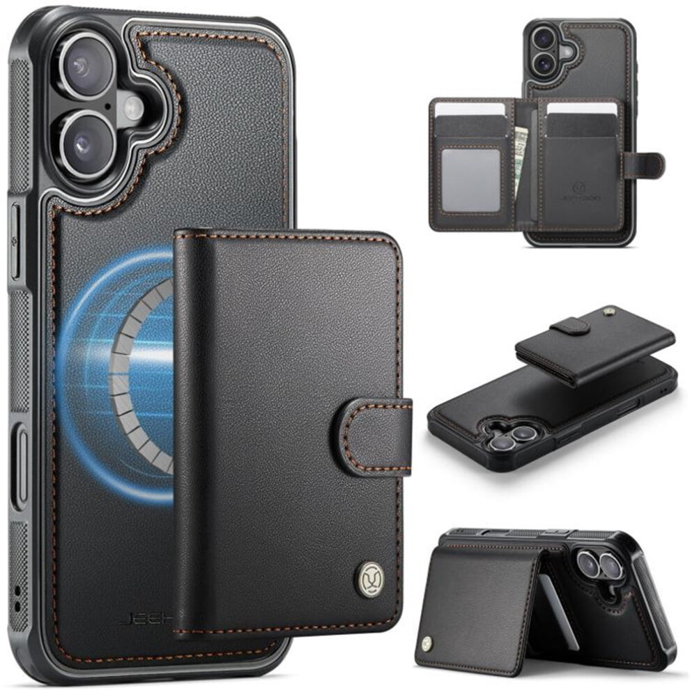 Jeehood Case For Iphone 17ÂRfid Blocking, Magsafe-Compatible 2-In-1 Wallet With Kickstand, Pu Leather, Black 9152228577282