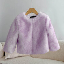 Girls Winter Hooded Faux Fur Coat Thickened Fleece-Lined Warm Casual Outerwear 2-13Y