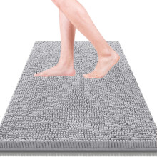 Tapis de bain pour baignoire et douche, tapis de salle de bain à séchage rapide et lavable en machine, tapis en peluche chenille extra doux et