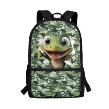 Grüner Camouflage-Dinosaurier-Schulrucksack für Kinder – 17 Zoll, leicht, strapazierfähig, gepolsterte Träger, geeignet für Vorschule und