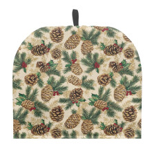 Christmas Teapot Insulation Cover with Hanging Ring, Pine Cone Design – Dust & Heat Protective Cosy, Xmas Decor