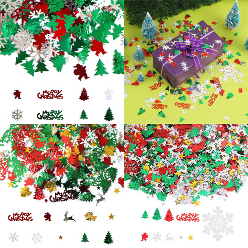Weihnachtskonfetti aus Kunststoff, Schneeflocken & Weihnachtsmänner (1 Packung) 1