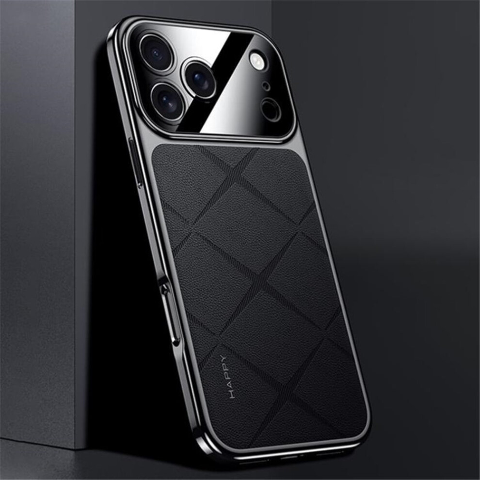 Plain Leather Shockproof Phone Case For Compatible With Iphone 17 Pro Â Anti-Fingerprint, Camera Protection, Black 9152228578289