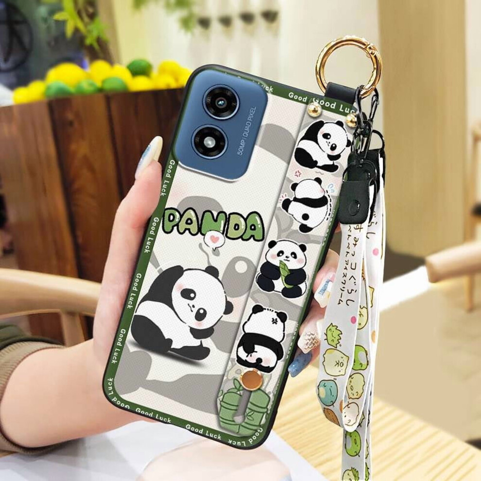 Panda Silicone Phone Case For Moto G Play 2024/4G/5G Â Shockproof, Anti-Dust, With Ring, Lanyard & Wrist Strap 9165521686551