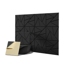 Lot de 12 Panneaux Acoustiques avec Autocollants, 12 Panneaux en Mousse InsonoriséE de 12 X 0,4 Pouces, Panneaux Acoustiques Haute Densité, Noir