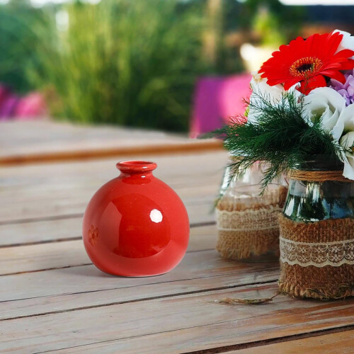 Amusing Home Decor Items Red Ceramic Vases 1