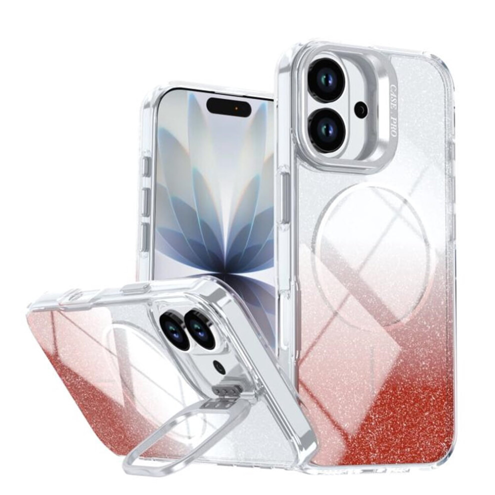 Iphone 16 Slim Magnetic Glitter Case 6.1 Inch Red 9180435632951