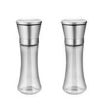 Zestaw młynków do soli i pieprzu Premium, młynek do pieprzu ze szczotkowanej stali nierdzewnej, szklany korpus, regulowany ceramiczny wirnik,