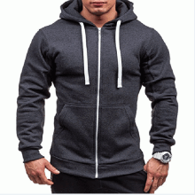 Men's Lightweight Zip Up Hoodie, Slim Fit Long Sleeve Sweatshirt with Hidden Pocket and Ribbed Trims, Soft Fabric Pullover with Drawstring Hood for