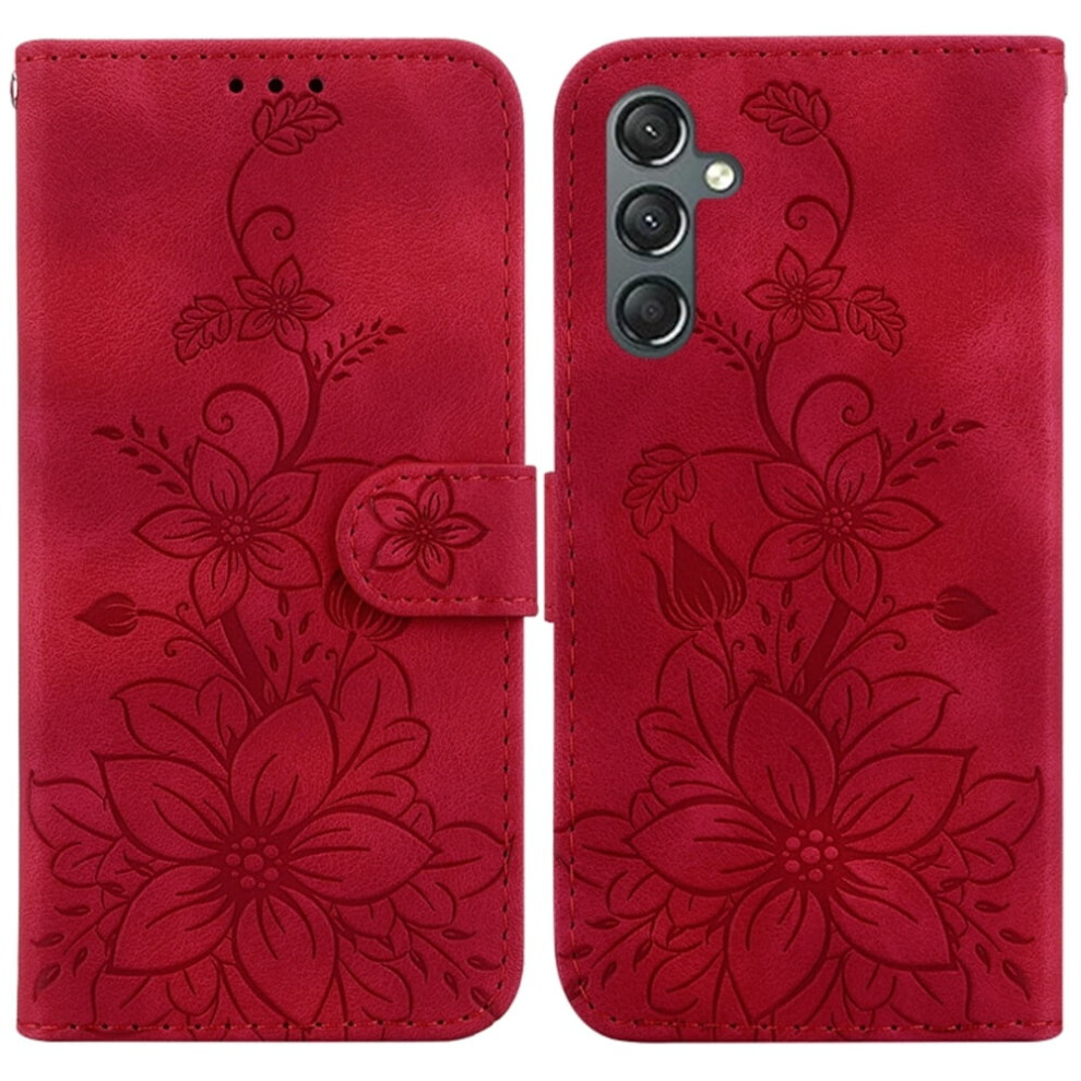 Pu Leather Flip Wallet Case With Magnetic Closure & Card Slots, Compatible With Samsung Galaxy A25 5G 6.5" Red 9130661973663