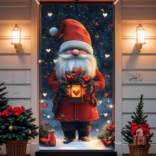 Funda para puerta con diseño de gnomo navideño rojo de 71x35 pulgadas – Pancarta colgante, telón de fondo y decoración navideña, compatible