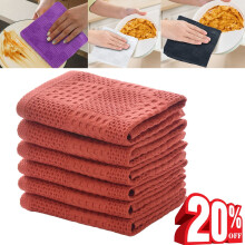 6 Pack Kitchen Towels and Dishcloths Sets, Cotton Soft Highly Absorbent Dish Towels for Kitchen,Washing Dishes,13.38 x 13.38 Inches, Orange