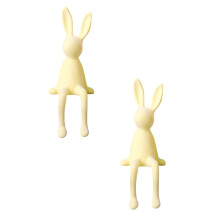 Easter Bunny Figurines Flocked Resin 2 pcs