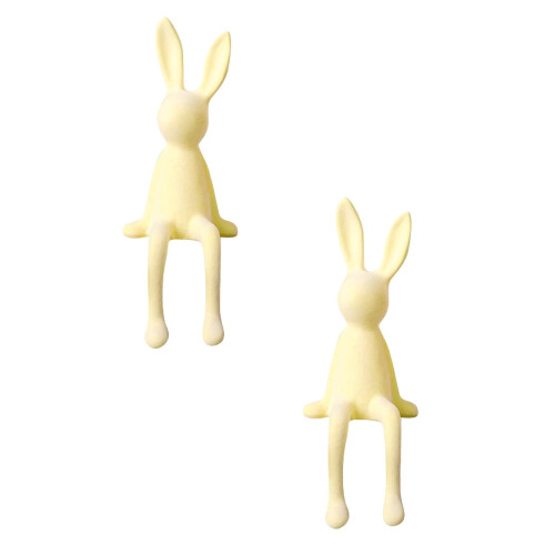 Easter Bunny Figurines Flocked Resin 2 pcs