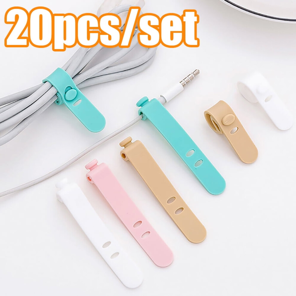20Pcs Silicone Reusable Cable Ties, Colorful Cord Organizer Straps For Wires & Cables, Multipurpose Fastening Holder Â Compatible With All Standard 9130661972789