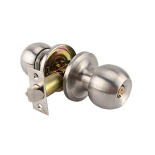Satin Nickel Finish Keyed Entry Door Knob with Lock, Comfortable Grip Standard Ball Door Handle with Lock, Interior and Exterior Door Lock with All