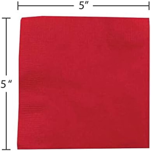 Beverage Napkins Red 5 x 5 inches 50 per pack 1
