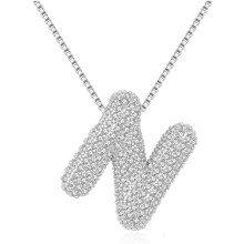Gold Bubble Letter Necklace for Women – Initial Pendant