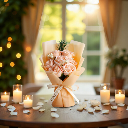 Artificial Roses Beige Long Stem 12 pcs 2