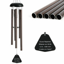 Carillon éolien commémoratif d'extérieur, construction robuste entièrement en aluminium, finition bronze, grand tube métallique avec tige en