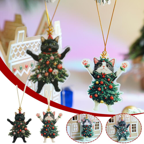 Black Cat Acrylic Christmas Ornament 1 Piece 1