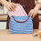 Gestreifte, isolierte Lunchtasche, blau, wiederverwendbar, 12 l 4