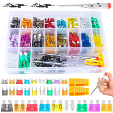 Testeur de circuit, kit d'assortiment de fusibles automobiles en alliage de zinc de haute qualité, étui de rangement portable avec fusibles à code