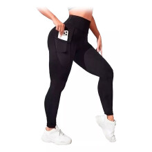 Vochtregulerende leggings voor dames, high-waisted workout leggings met zijzakken en boterzachte stof, 4-way stretch squat-proof yogabroek voor