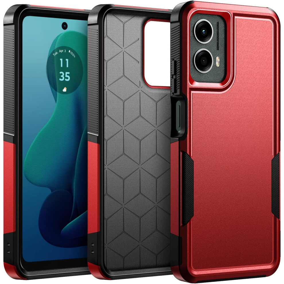 Shockproof Rugged Case For Moto G 5G 2024 & Moto G Play 5G 2024 Â Military-Grade Drop Protection (Red) Red 9405492310407