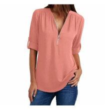 Summer Tops for Women Short Sleeve Round Neck Pullover Blouse, Loose Fit Casual Breathable Fabric Tunic Tops, Chiffon Work Blouses with Fashion