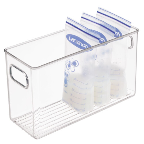 BPA-Free Recycled Plastic Organizer Bin, Space-Maximizing Design with Versatile Storage Options, Stackable Storage Bin Clear Plastic Construction for