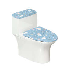 Housse de siège de toilette en polyester bleu clair avec motif lapin
