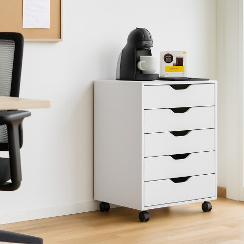 Mobile File Cabinet with 5 Drawers and Wheels 1