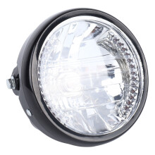Farol universal para motocicleta com carcaça, farol redondo de LED de 7 polegadas, material durável com design patenteado de peça única, alto