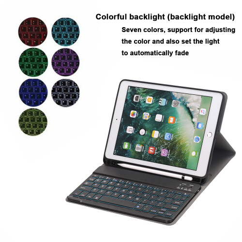 Capa com teclado destacável para iPad de 10,2 polegadas, teclas ergonômicas tipo tesoura com couro PU premium, compatível com iPad de 9ª, 8ª e 2
