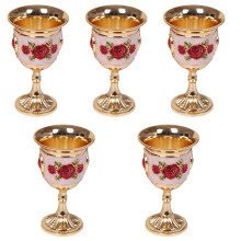 5Pcs Luxury Alloy Wine Goblet Stem-Cup Multi-Color for Parties