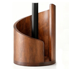Mountain Paper Towel Holder Countertop with Wood Round Base and Iron Holder,Holder Stand for Kitchen Roll Organize C