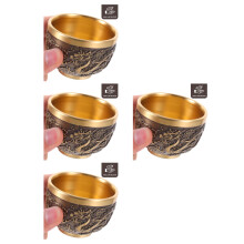 4Pcs Antique Dragon Embossed Tea Cup Multi Color Retro Teaware