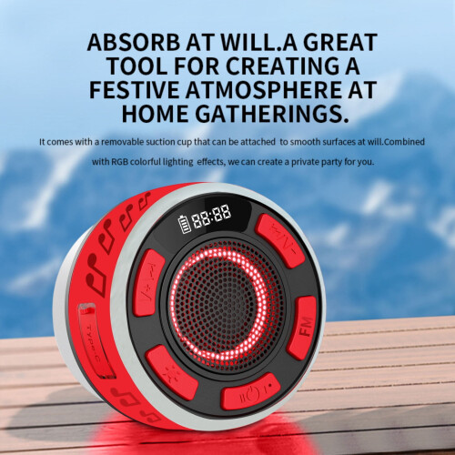 Bluetooth Shower Speaker IP7 Waterproof with Time Display 2