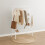Coat Rack on Wheels with Double Rails and Shelves 2