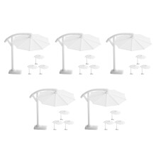 20Pcs White Miniature Outdoor Shade Parasol Plastic Dollhouse Decor
