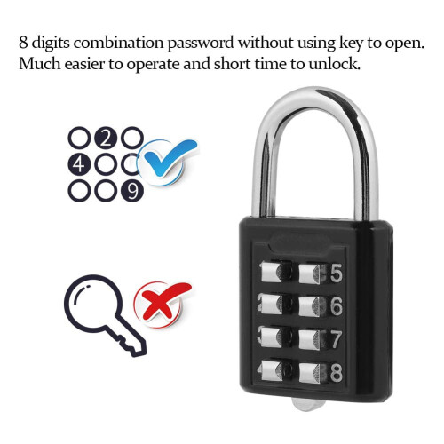 Smart Combination Lock,8 Digit Resettable Password Padlock,Portable Combination Code Padlock Security Password Lock 1
