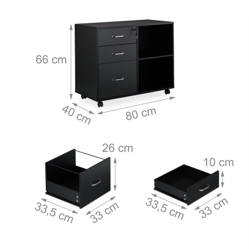 Mobile File Cabinet with 3 Drawers and File Storage 2